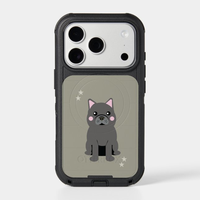 Cute Cheeks Gray French Bulldog Otterbox iPhone Case (Back)