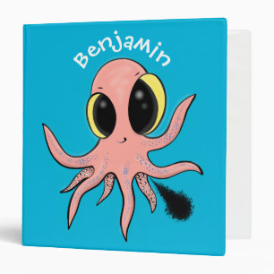 Cute, cheeky baby octopus cartoon 3 ring binder