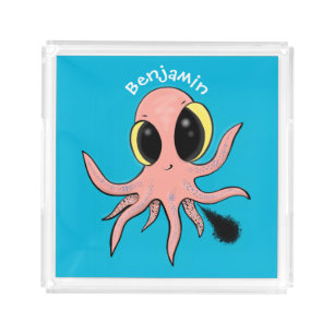 Cute, cheeky baby octopus cartoon acrylic tray