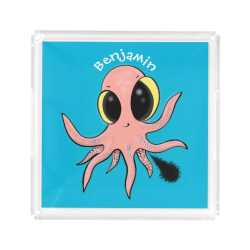 Cute cheeky baby octopus cartoon acrylic tray
