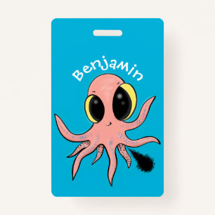 Cute, cheeky baby octopus cartoon badge