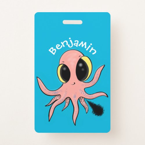 Cute cheeky baby octopus cartoon badge