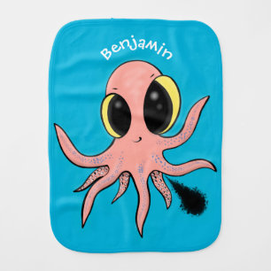 Cute, cheeky baby octopus cartoon burp cloth