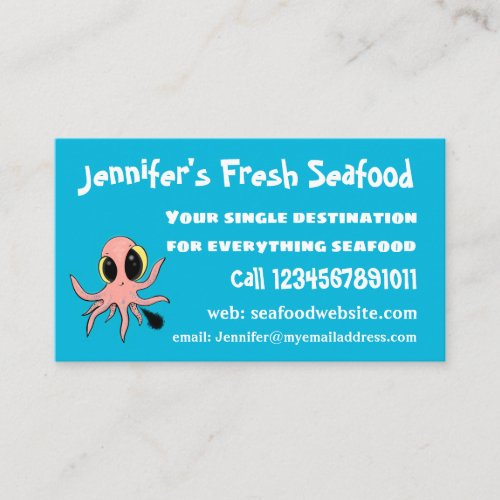 Cute cheeky baby octopus cartoon business card