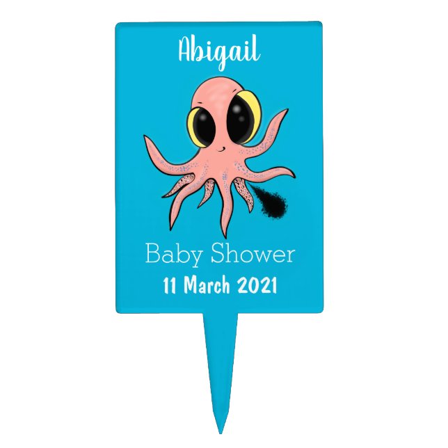 Cute, cheeky baby octopus cartoon cake topper (Front)