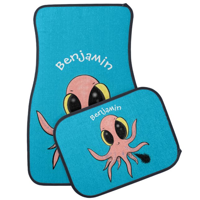 Cute, cheeky baby octopus cartoon car floor mat (Set)
