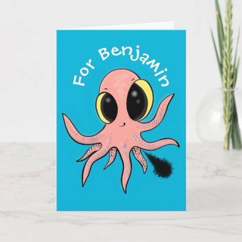 Cute cheeky baby octopus cartoon card