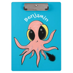 Cute, cheeky baby octopus cartoon clipboard