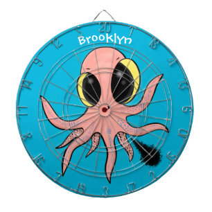 Cute, cheeky baby octopus cartoon dart board