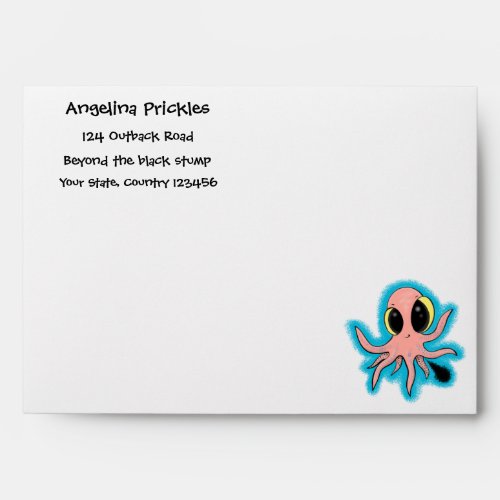 Cute cheeky baby octopus cartoon envelope