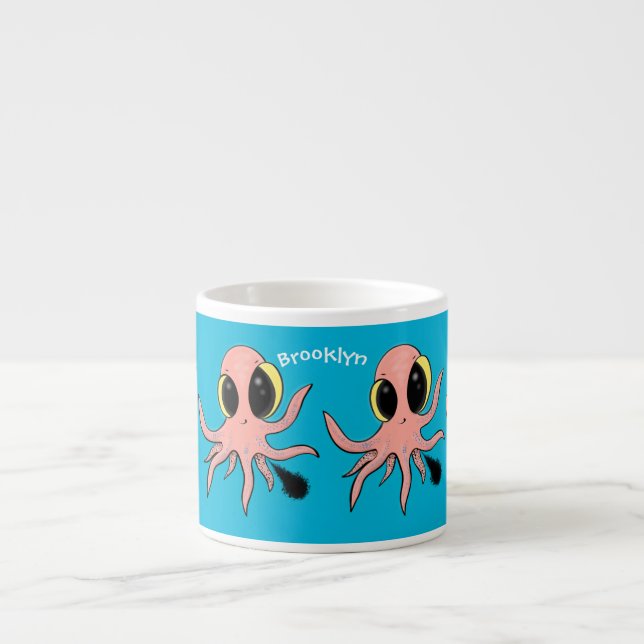 Cute, cheeky baby octopus cartoon espresso cup (Front)