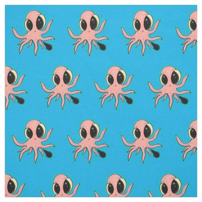 Cute, cheeky baby octopus cartoon fabric (Swatch)