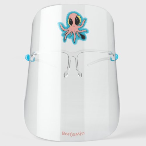 Cute cheeky baby octopus cartoon face shield