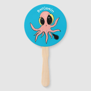 Cute, cheeky baby octopus cartoon hand fan