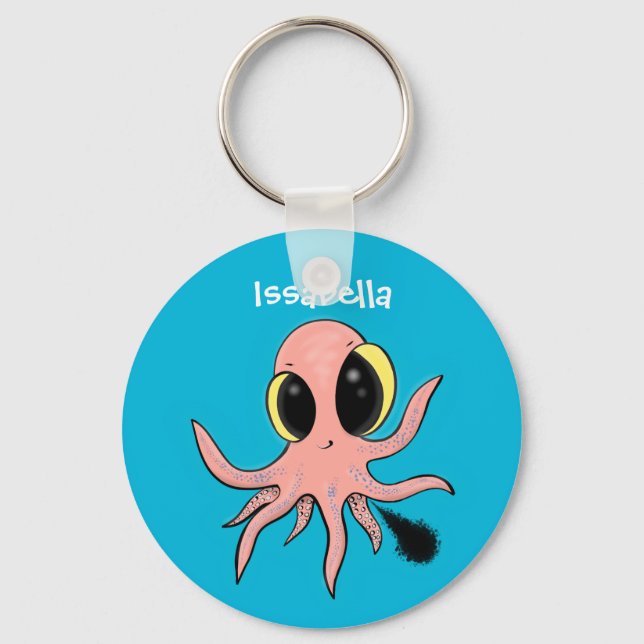 Cute, cheeky baby octopus cartoon keychain (Front)