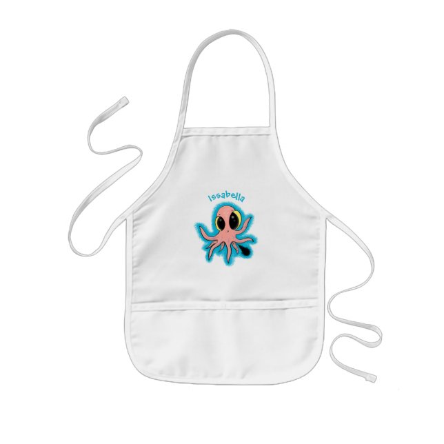 Cute, cheeky baby octopus cartoon kids' apron (Front)