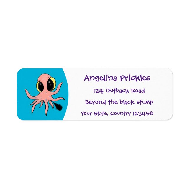 Cute, cheeky baby octopus cartoon label (Front)