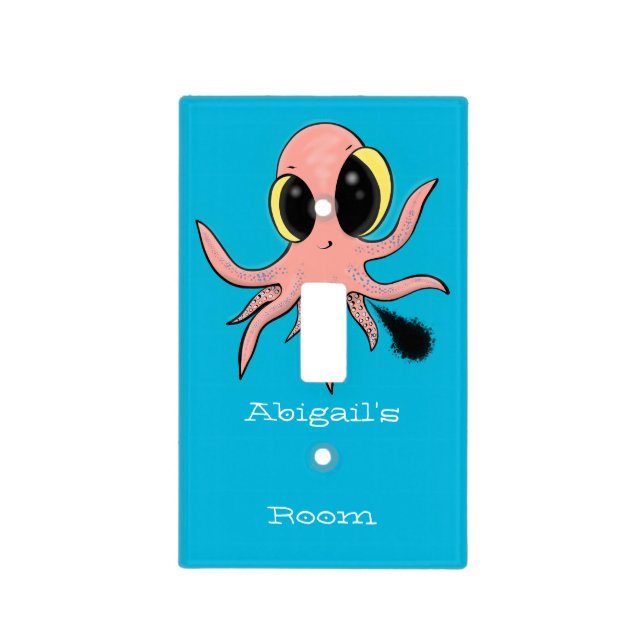 Cute, cheeky baby octopus cartoon  light switch cover (Front)