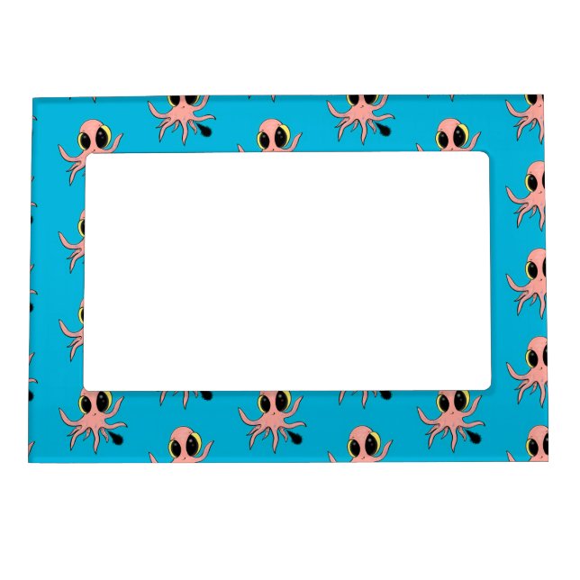 Cute, cheeky baby octopus cartoon magnetic frame (Front)