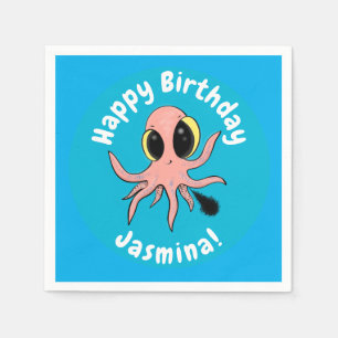 Cute, cheeky baby octopus cartoon napkins