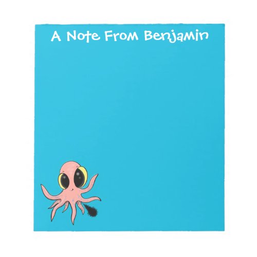 Cute cheeky baby octopus cartoon notepad