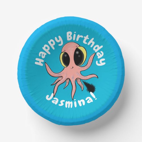 Cute cheeky baby octopus cartoon paper bowls