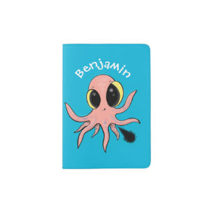 Cute, cheeky baby octopus cartoon passport holder