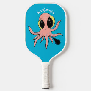 Cute, cheeky baby octopus cartoon pickleball paddle