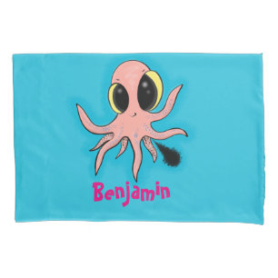 Cute, cheeky baby octopus cartoon pillow case