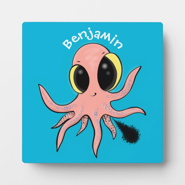 Cute, cheeky baby octopus cartoon plaque (Front)