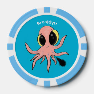 Cute, cheeky baby octopus cartoon poker chips