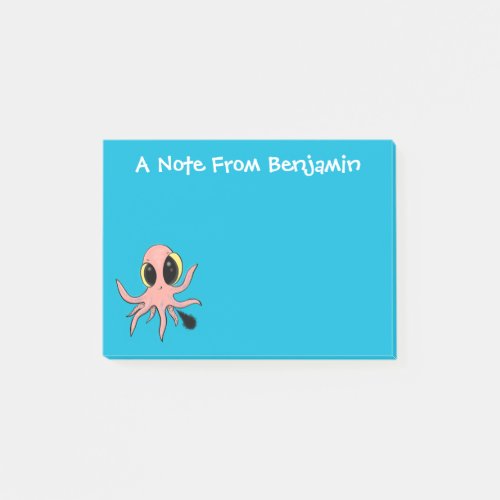 Cute cheeky baby octopus cartoon post_it notes