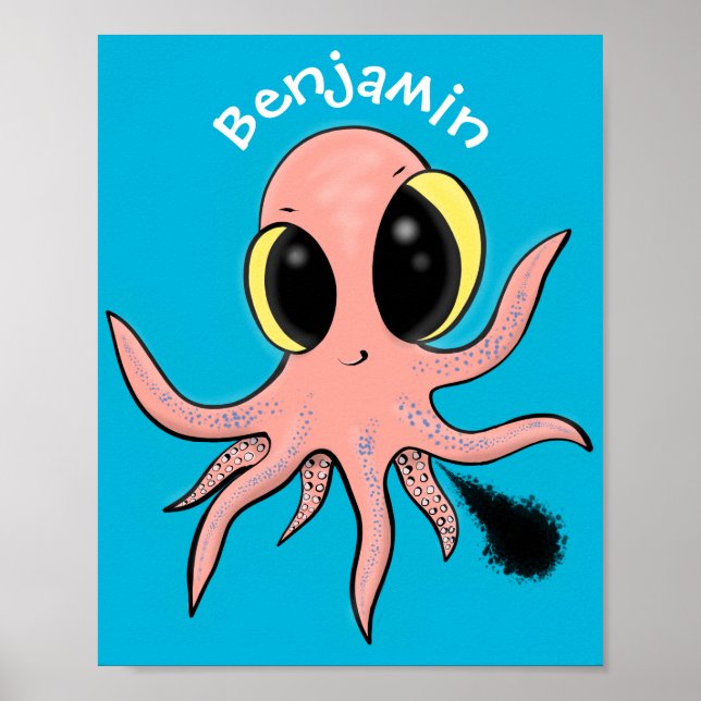 Cute, cheeky baby octopus cartoon poster (Front)