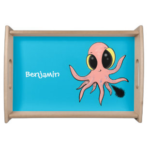 Cute, cheeky baby octopus cartoon serving tray