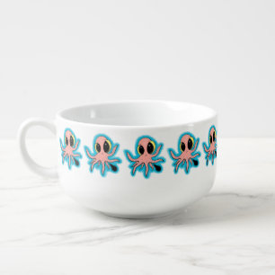 Cute, cheeky baby octopus cartoon soup mug