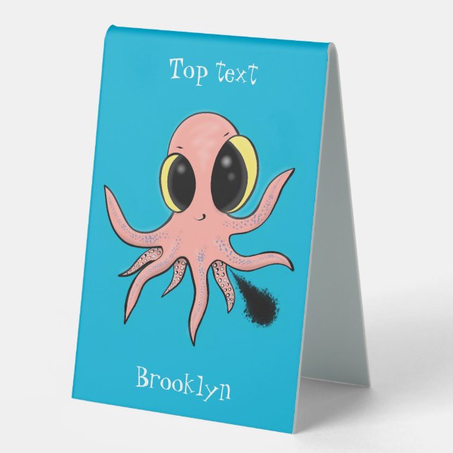 Cute, cheeky baby octopus cartoon table tent (Front)