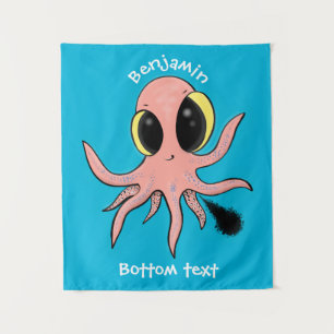 Cute, cheeky baby octopus cartoon tapestry