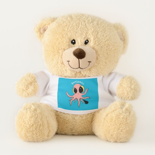 Cute, cheeky baby octopus cartoon teddy bear (Front)