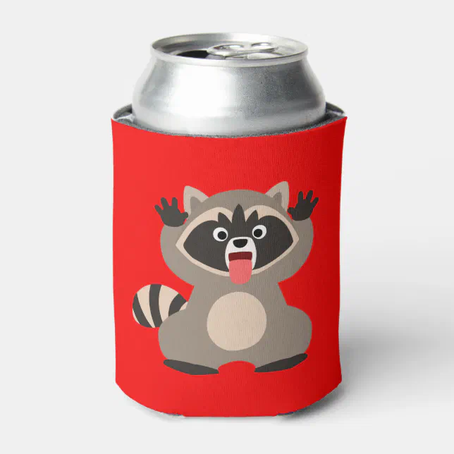 Cute Cheeky Cartoon Raccoon Can Cooler Zazzle