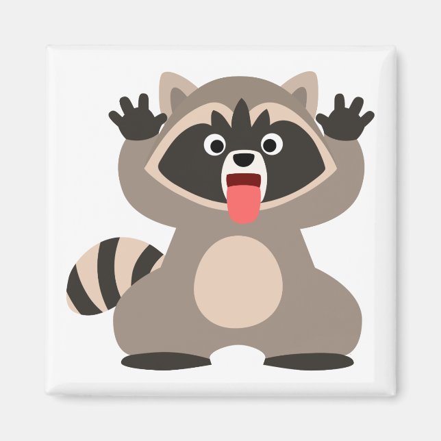 Cute Cheeky Cartoon Raccoon Magnet (Front)