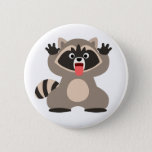 Cute Cheeky Cartoon Raccoon Pinback Button