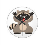 Cute Cheeky Cartoon Raccoon Round Clock