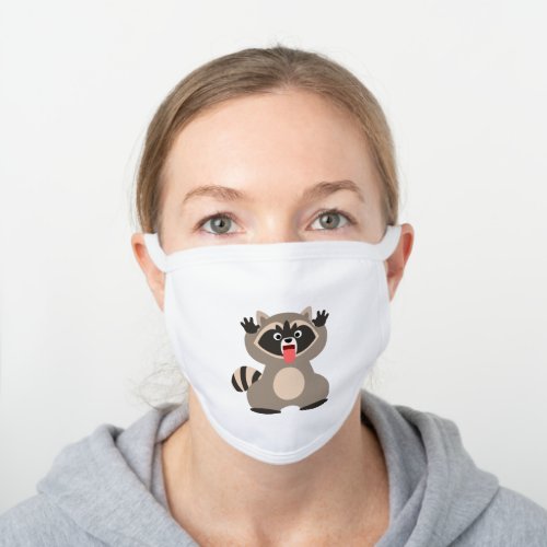 Cute Cheeky Cartoon Raccoon White Cotton Face Mask