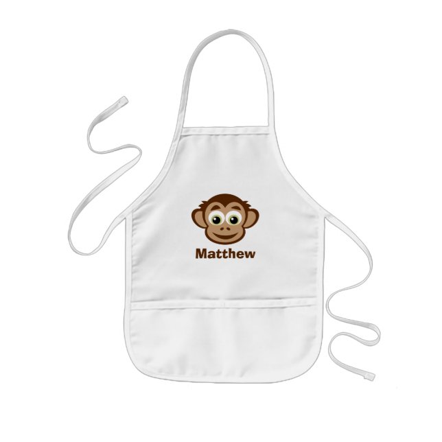 Cute cheeky monkey cartoon custom kid's apron (Front)