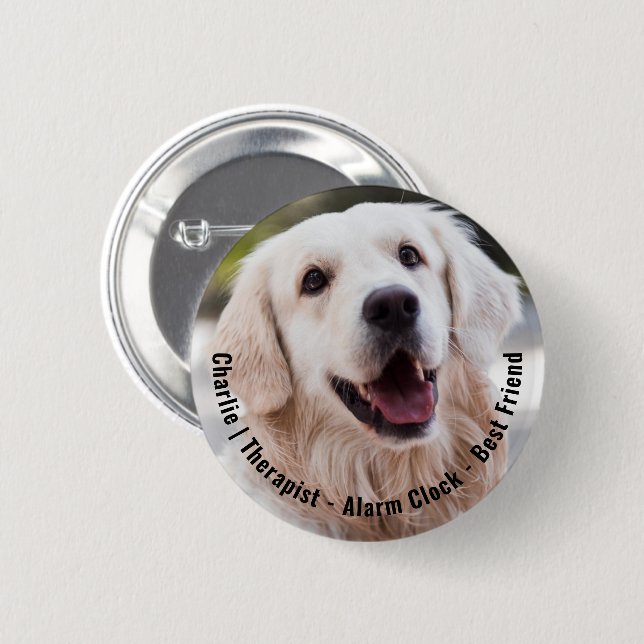Cute Cheeky Sentimental Dog Name Photo Quote Button (Front & Back)