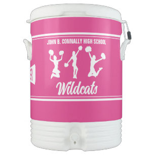 Cute Cheer Camp Custom Pink Cheerleaders Beverage Cooler