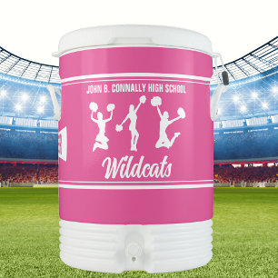 Cute Cheer Camp Custom Pink Cheerleaders Beverage Cooler