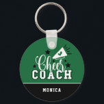 Cute Cheer Coach Personalized Green and Black Keychain<br><div class="desc">Show your favorite cheer coach some team spirit with this customizable keychain in your school colors of black,  green and white.</div>
