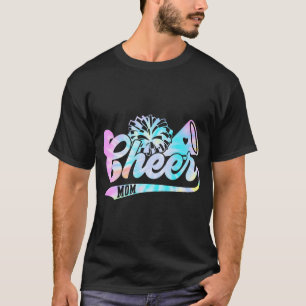 Cute Cheer Mom Biggest Fan Cheerleader Tie Dye Pom T-Shirt