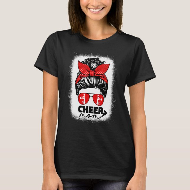 Cute Cheer Mom For Women Cheerleader Mom Red Messy T-Shirt (Front)